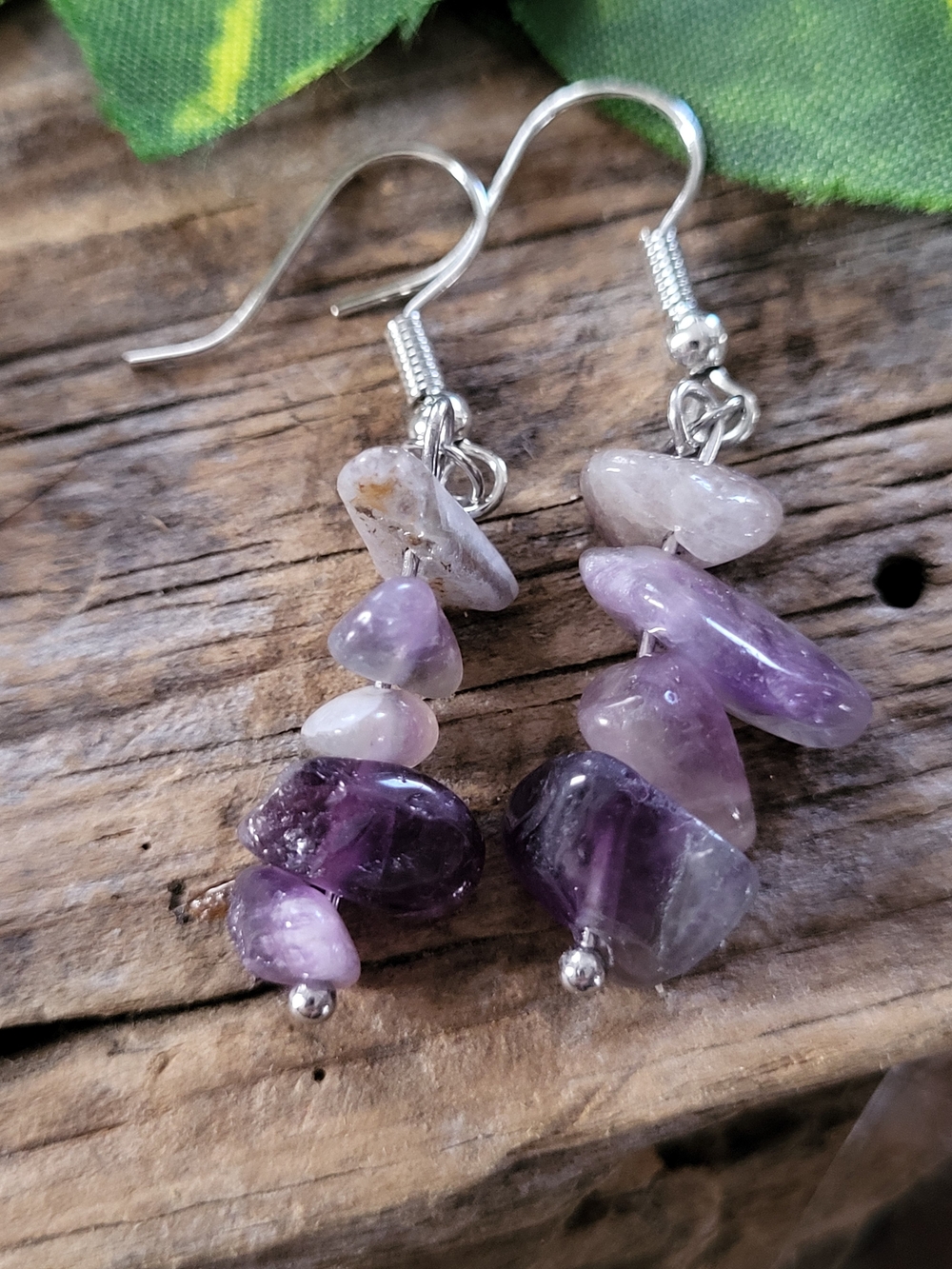 Amethyst Chip Dangle Earrings